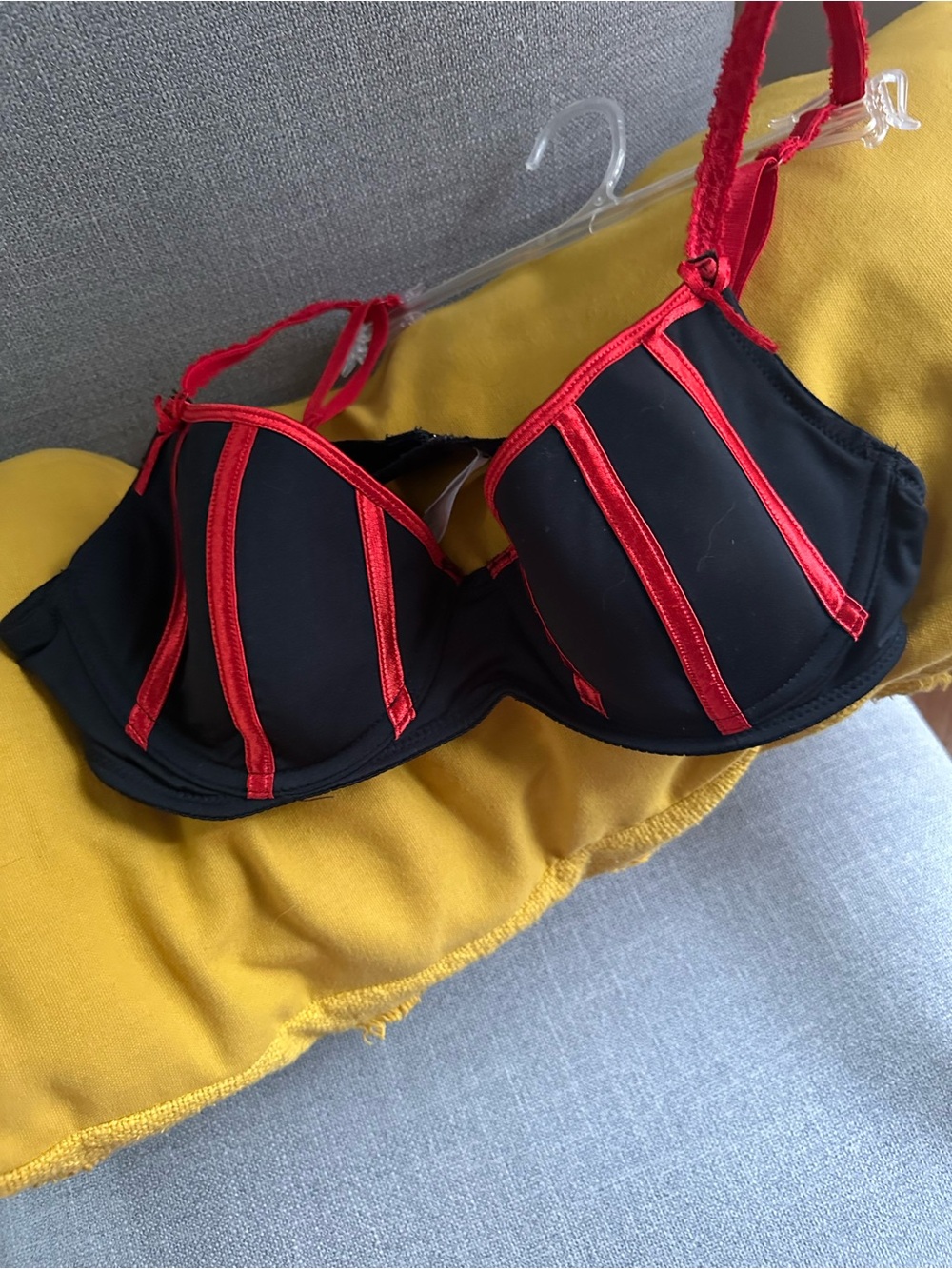 Black Underwire Bra with Red Trim - Women's Intimates